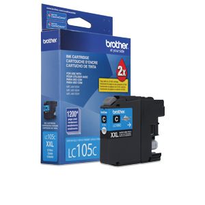 Brother LC105C XXL Series OEM Ink Cartridge, 1200 pages, Cyan