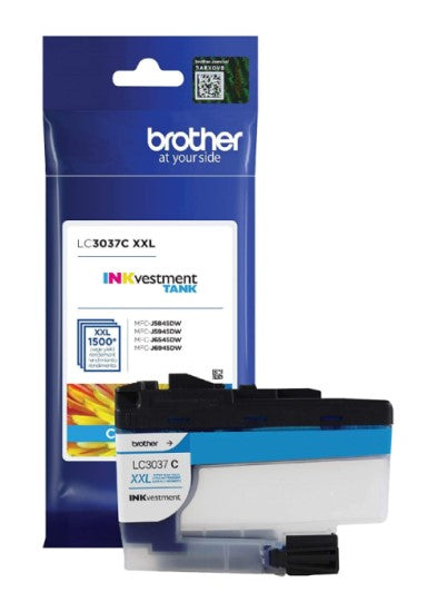 Brother LC3037C OEM Super HY Ink Cartridge, 1.5K Pages, Cyan