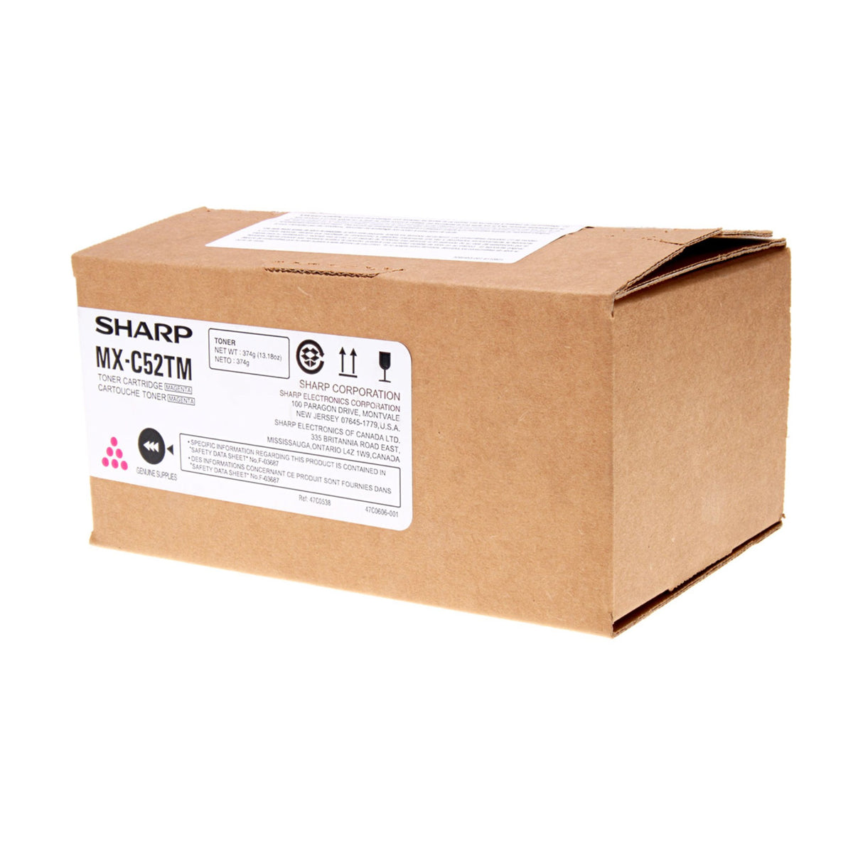 Sharp MX-C52TM OEM Toner Cartridge, 14.2K Pages, Magenta