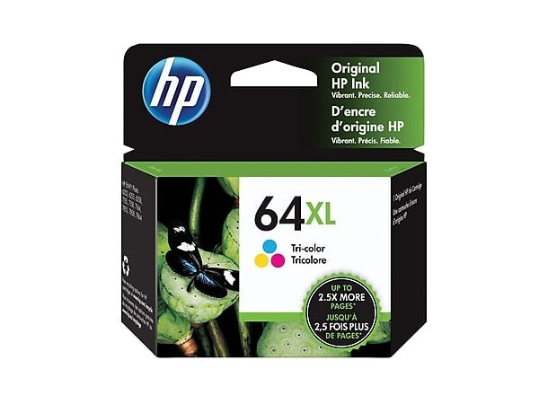 HP 64XL N9J91AN OEM Inkjet Cartridge, 415 Pages, Tri-Color