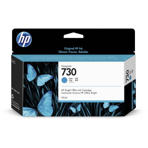 HP 730 P2V62A OEM Ink Cartridge, Cyan, 130ml