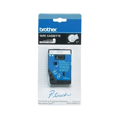 Brother TC14Z1 OEM .35" X 25' Laminated Label Tape, White on Clear