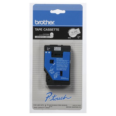 Brother TC20Z1 OEM .35" X 25' Laminated Label Tape, Black on White