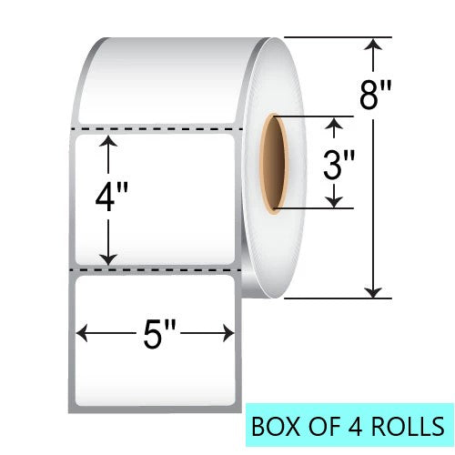 5" X 4" Thermal Transfer Labels, 1.5K Per Roll, 8" OD, 3" Core