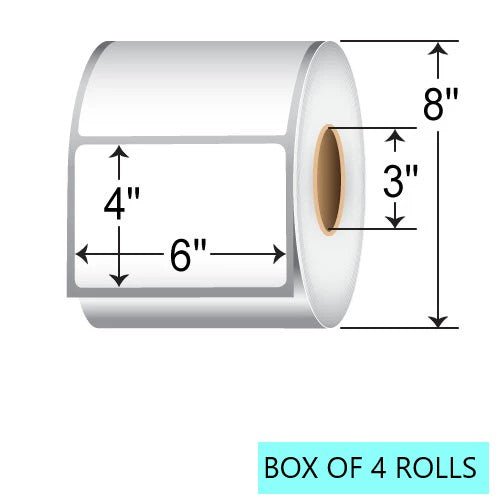 6" X 4" Thermal Transfer Labels W/O Perf, 1.5K Per Roll, 8" OD, 3" Core
