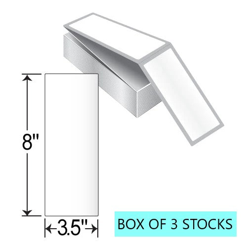 3.5" X 8" FanFold Labels, 970 Per Stack, White