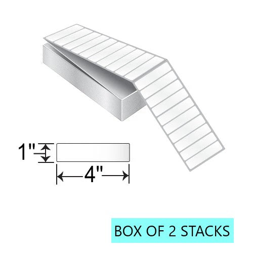 4" X 1" FanFold Labels, 10.5K Per Stack, White