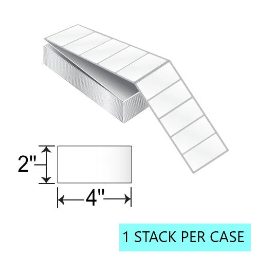 4" X 2" FanFold Labels, 6K Per Stack, White