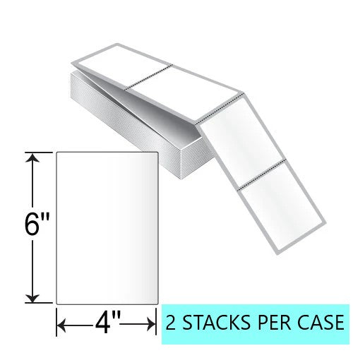 4" X 5" FanFold Labels, 2.5K Per Stack, White