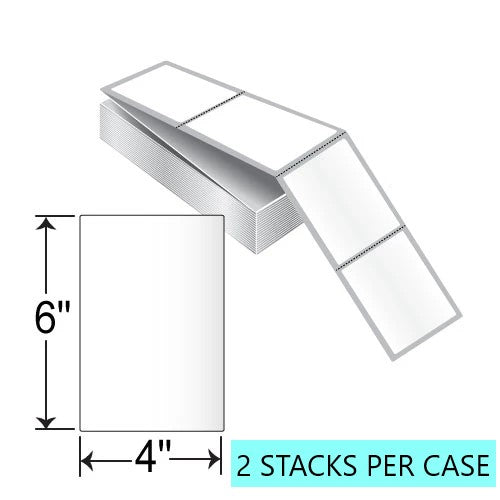 4" X 6" FanFold Labels, 2K Per Stack, White