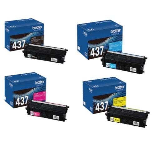 Brother TN-437 OEM Ultra HY Toner Set, B/C/M/Y
