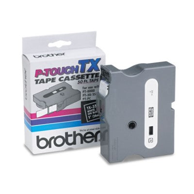 Brother TX3551 OEM 1" X 50' Laminated Label Tape, White on Black