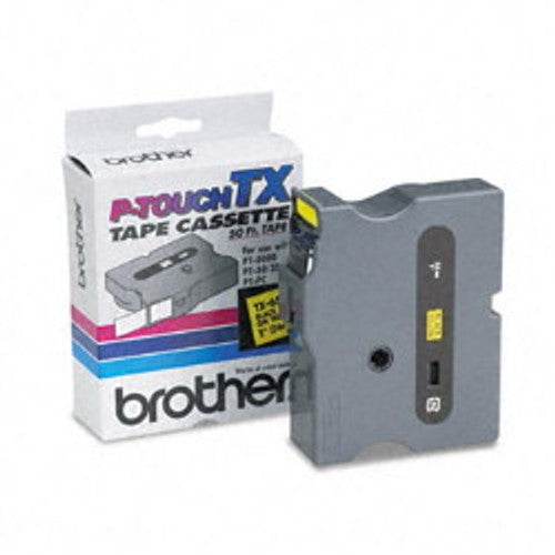 Brother TX6511 OEM 1" X 50' Laminated Label Tape, Black on Yellow