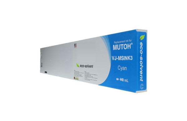 Compatible for Mutoh VJ-MSINK3-CY440 Ink Cartridge, 440 mL, Cyan