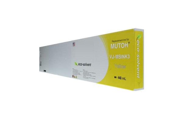 Compatible for Mutoh VJ-MSINK3-YE440 Ink Cartridge, 440 mL, Yellow