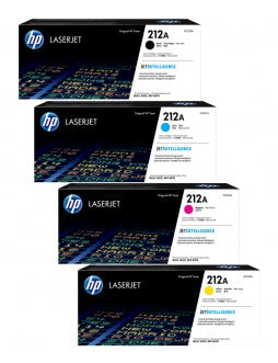 HP 212A W2120A OEM LaserJet Toner Set, B/C/M/Y
