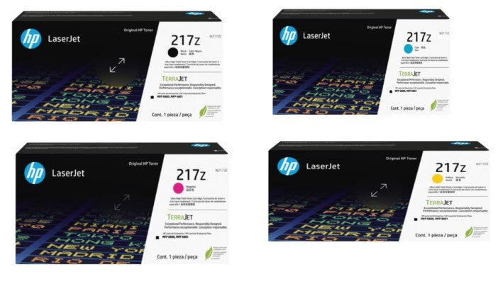 HP 217Z W2170Z OEM Ultra HY LaserJet Toner Set, B/C/M/Y